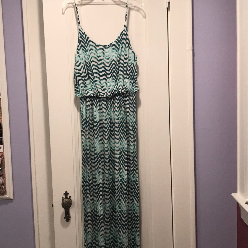 Teal patterned maxi dress